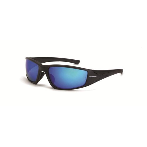 Crossfire Safety Eyewear RPG 23226 HD Blue Mirror Polarized Lens Matte Black Frame PROLINE